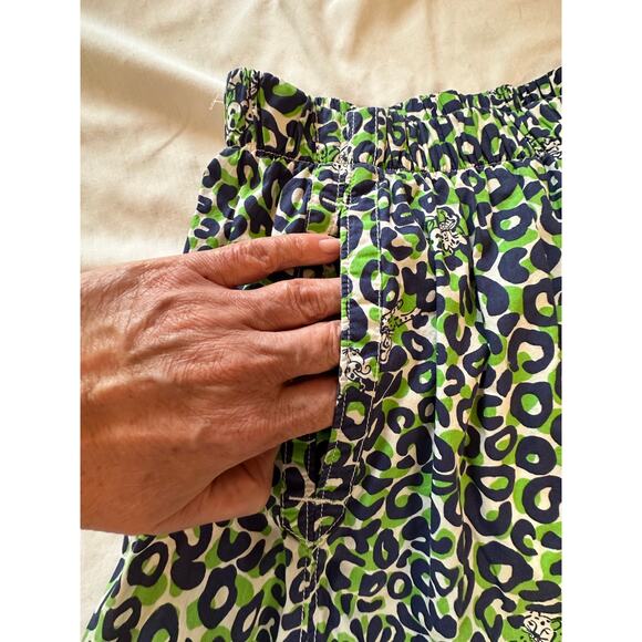 LILLY PULITZER XS THRILL‎ OF THE CHASE NAVY GREEN SKIRT CHEETAH Pockets - Picture 3 of 9